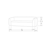 Sloping 3 Zits Bank Melangegrijs/Zwart