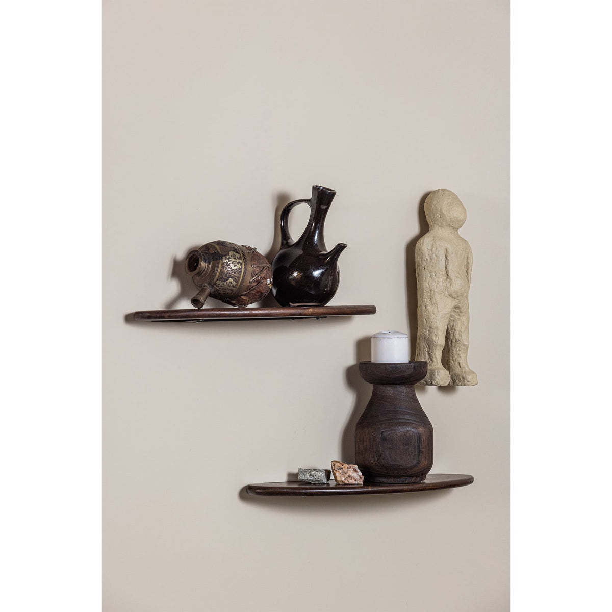 Layer Wandplanken Mango Hout Walnoot Set Van 2