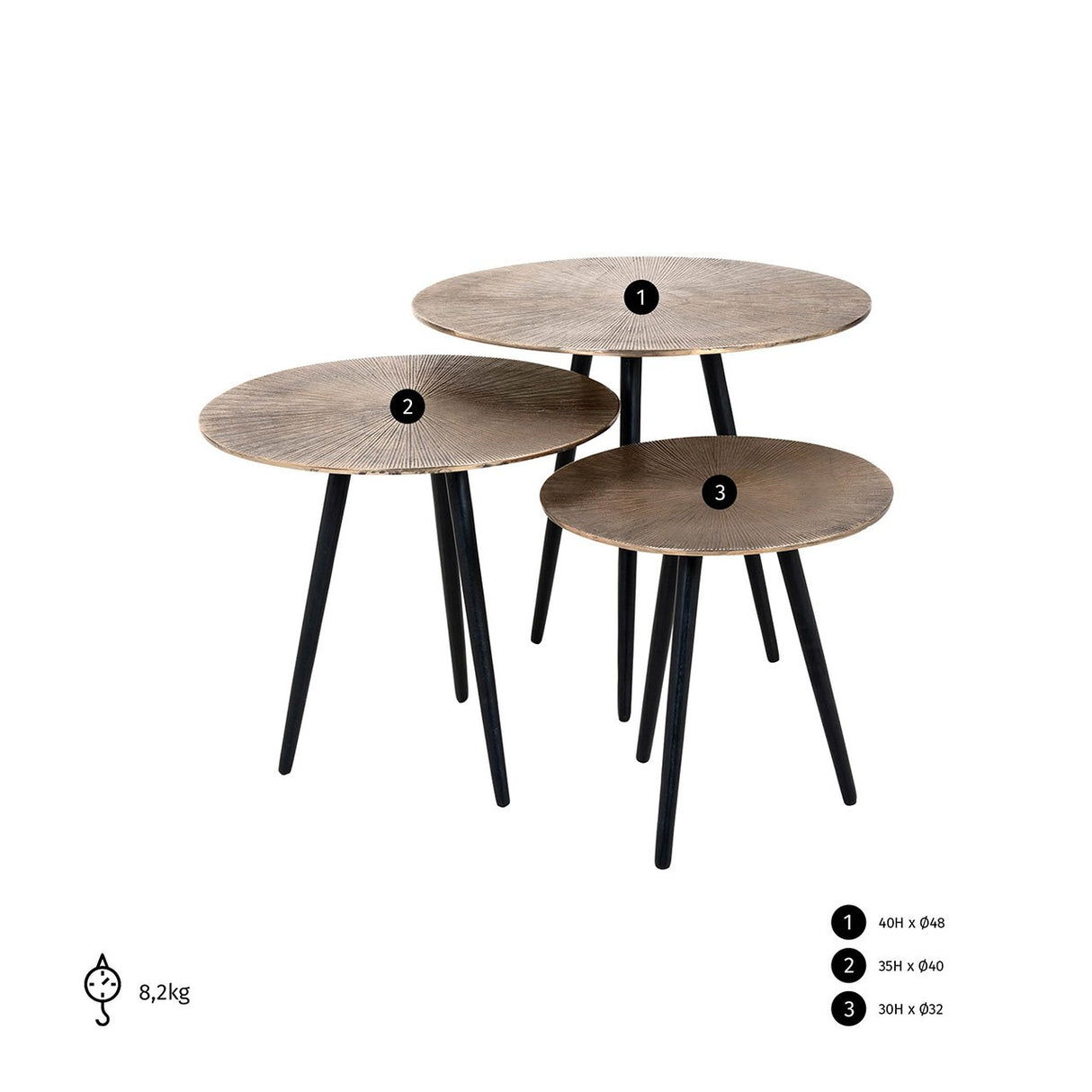 Salontafel Vittorio set van 3 champagne gold (Champagne gold) van Richmond Interiors – Luxe comfort op maat van PureWonen. Vraag naar de beste prijs.