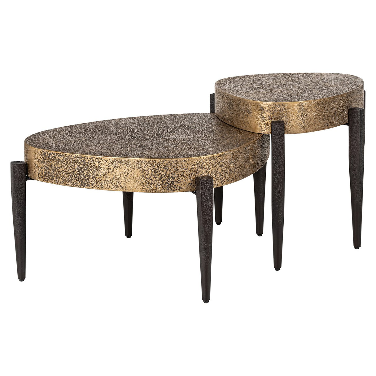 Salontafel Marquee set van 2 (Black/gold) van Richmond Interiors – Luxe comfort op maat van PureWonen. Vraag naar de beste prijs.