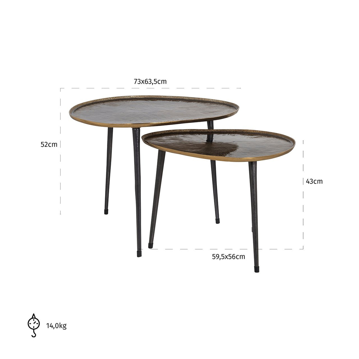 Salontafel Louve set van 2 (Brushed Gold) van Richmond Interiors – Luxe comfort op maat van PureWonen. Vraag naar de beste prijs.