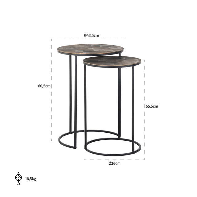 Bijzettafel Tulum set van 2 (Brushed Gold) van Richmond Interiors – Luxe comfort op maat van PureWonen. Vraag naar de beste prijs.