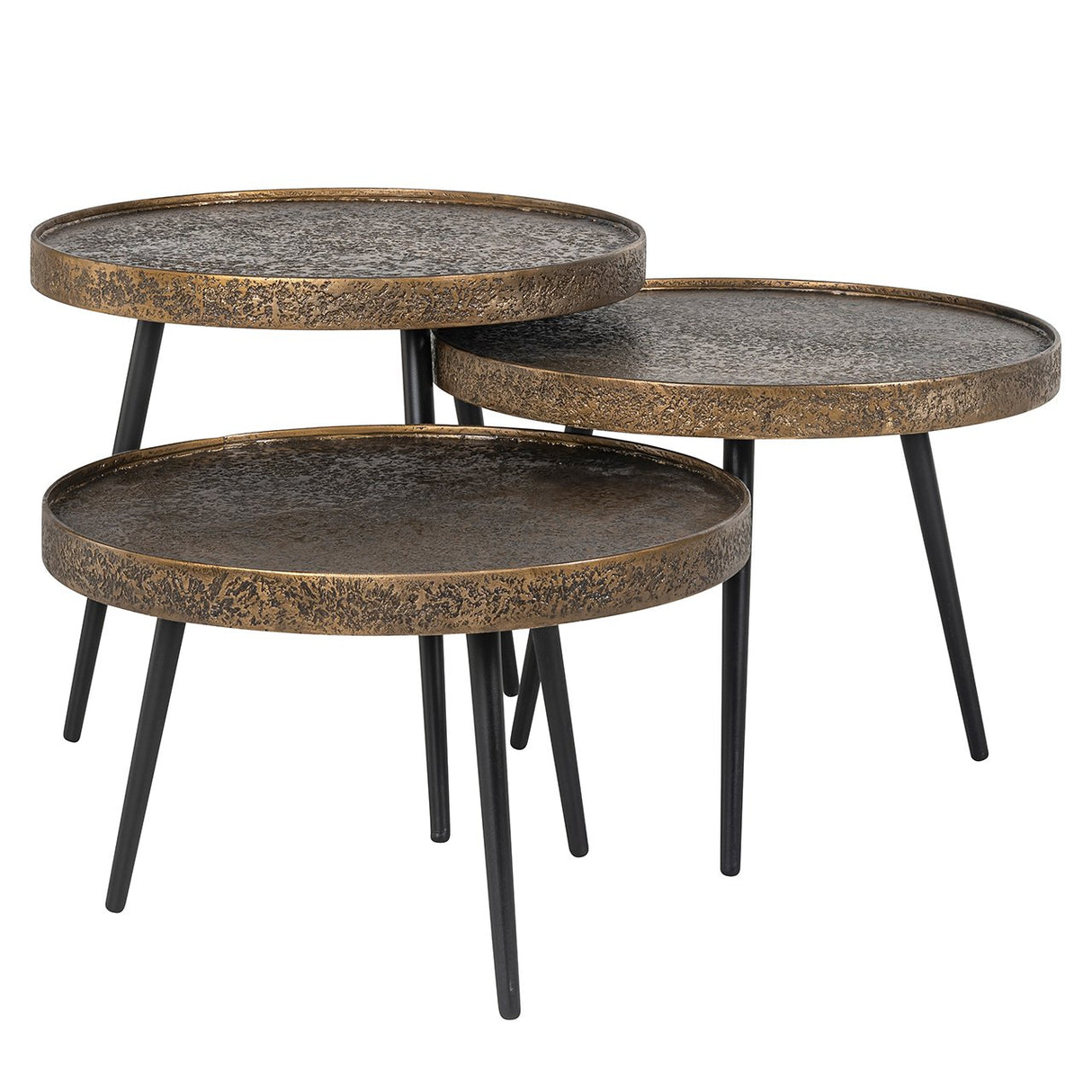 Salontafel Luton set van 3 (Black/gold) van Richmond Interiors – Luxe comfort op maat van PureWonen. Vraag naar de beste prijs.