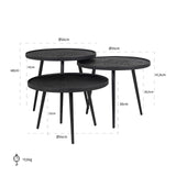 Salontafel Oxford set van 3 (Black) van Richmond Interiors – Luxe comfort op maat van PureWonen. Vraag naar de beste prijs.