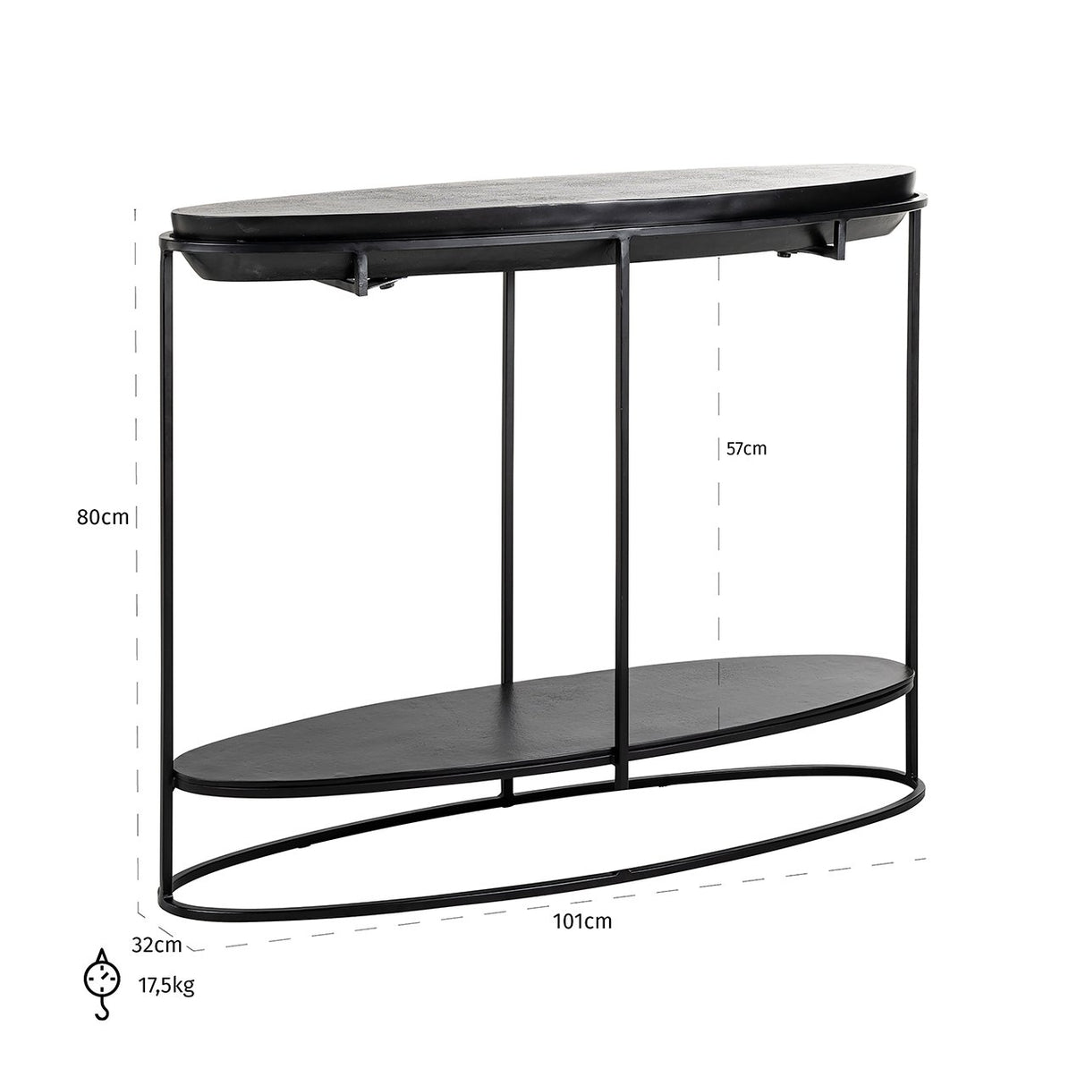 Wandtafel Calesta (Black) van Richmond Interiors – Luxe comfort op maat van PureWonen. Vraag naar de beste prijs.