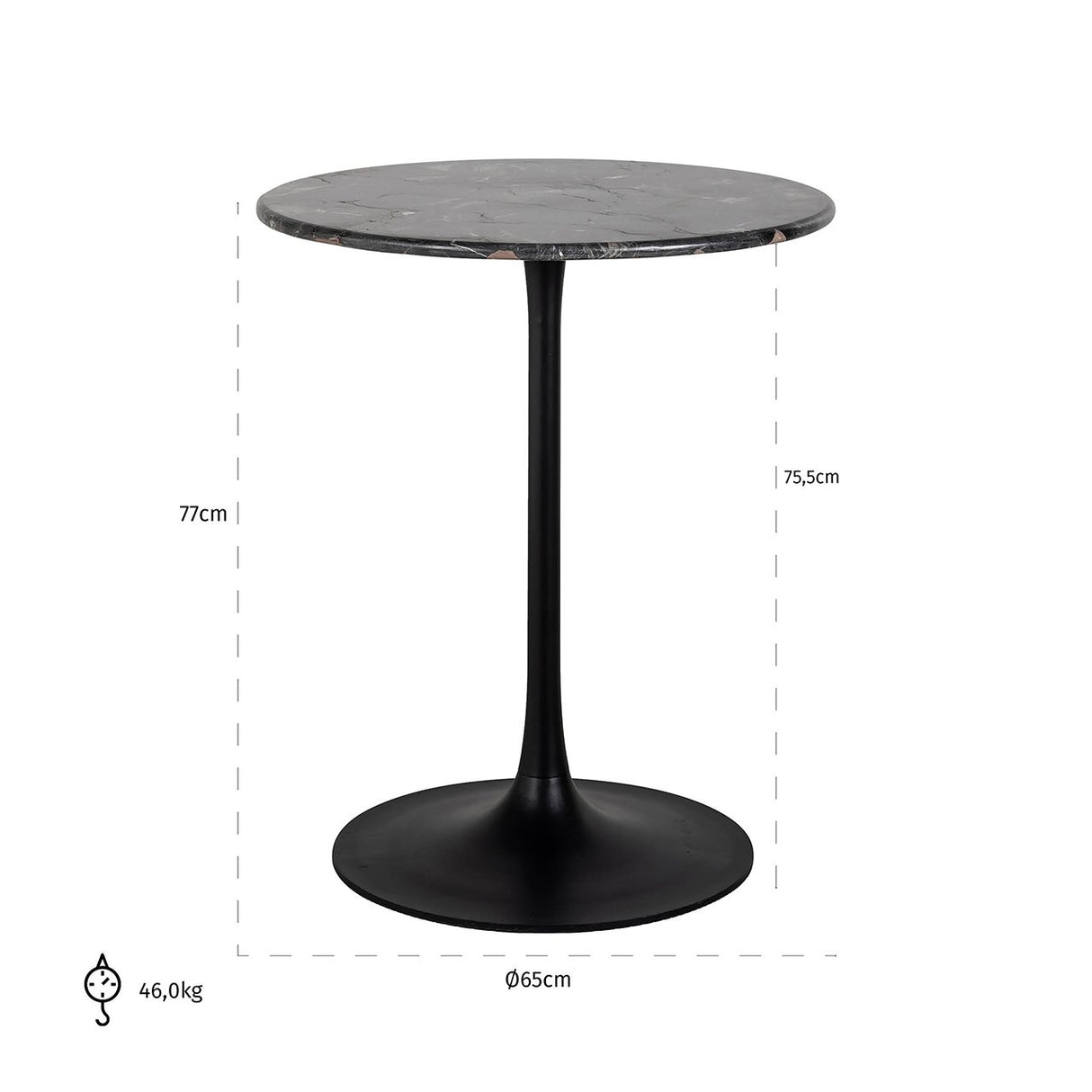 Bistrotafel Carlten 65Ø (Black) van Richmond Interiors – Luxe comfort op maat van PureWonen. Vraag naar de beste prijs.