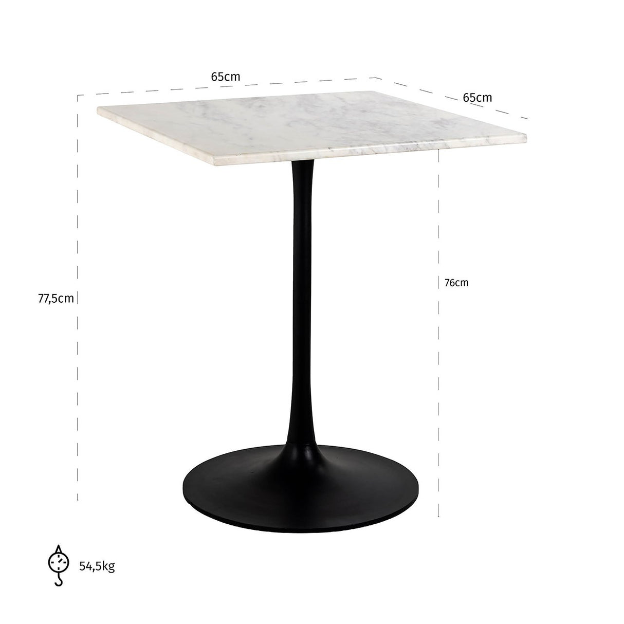 Bistrotafel Carlten wit vierkant (Black/white) van Richmond Interiors – Luxe comfort op maat van PureWonen. Vraag naar de beste prijs.