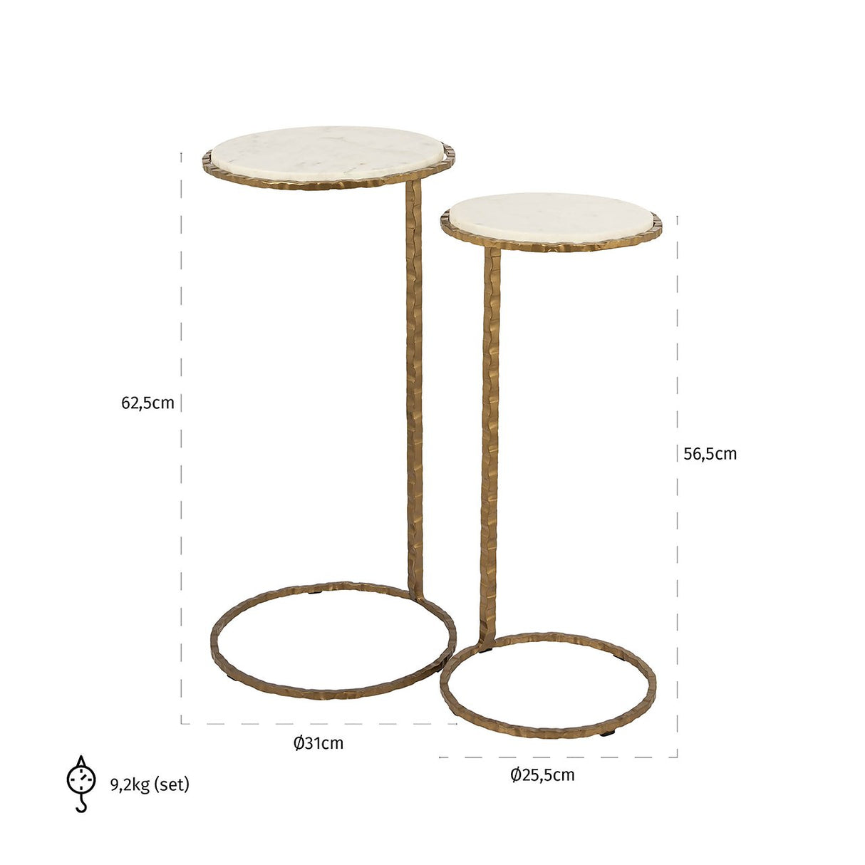Bijzettafel Scofield set van 2 (Gold) van Richmond Interiors – Luxe comfort op maat van PureWonen. Vraag naar de beste prijs.