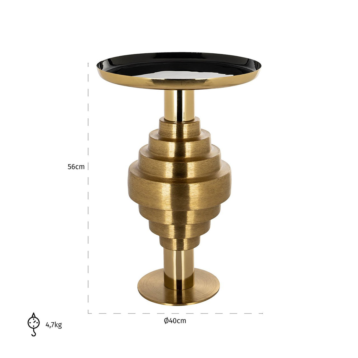 Bijzettafel Renao (Black/gold) van Richmond Interiors – Luxe comfort op maat van PureWonen. Vraag naar de beste prijs.