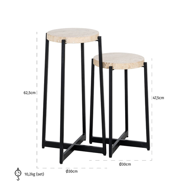 Bijzettafel Dillinger set of 2 (Beige) van Richmond Interiors – Luxe comfort op maat van PureWonen. Vraag naar de beste prijs.