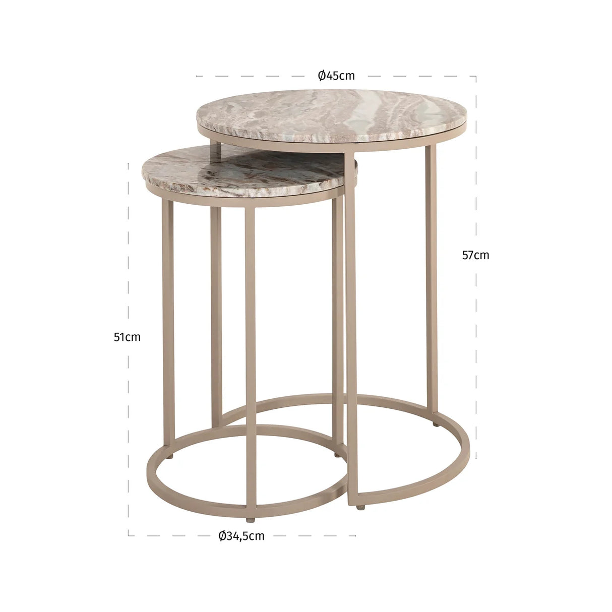 Bijzettafel Fairfax clay (Set of 2)