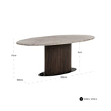 Eettafel Rashford Blush beige oval 200