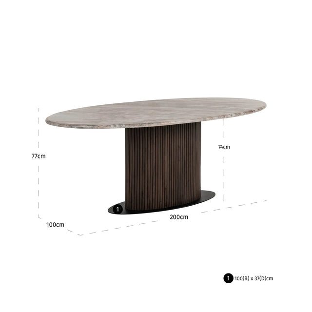Eettafel Rashford Blush beige oval 200