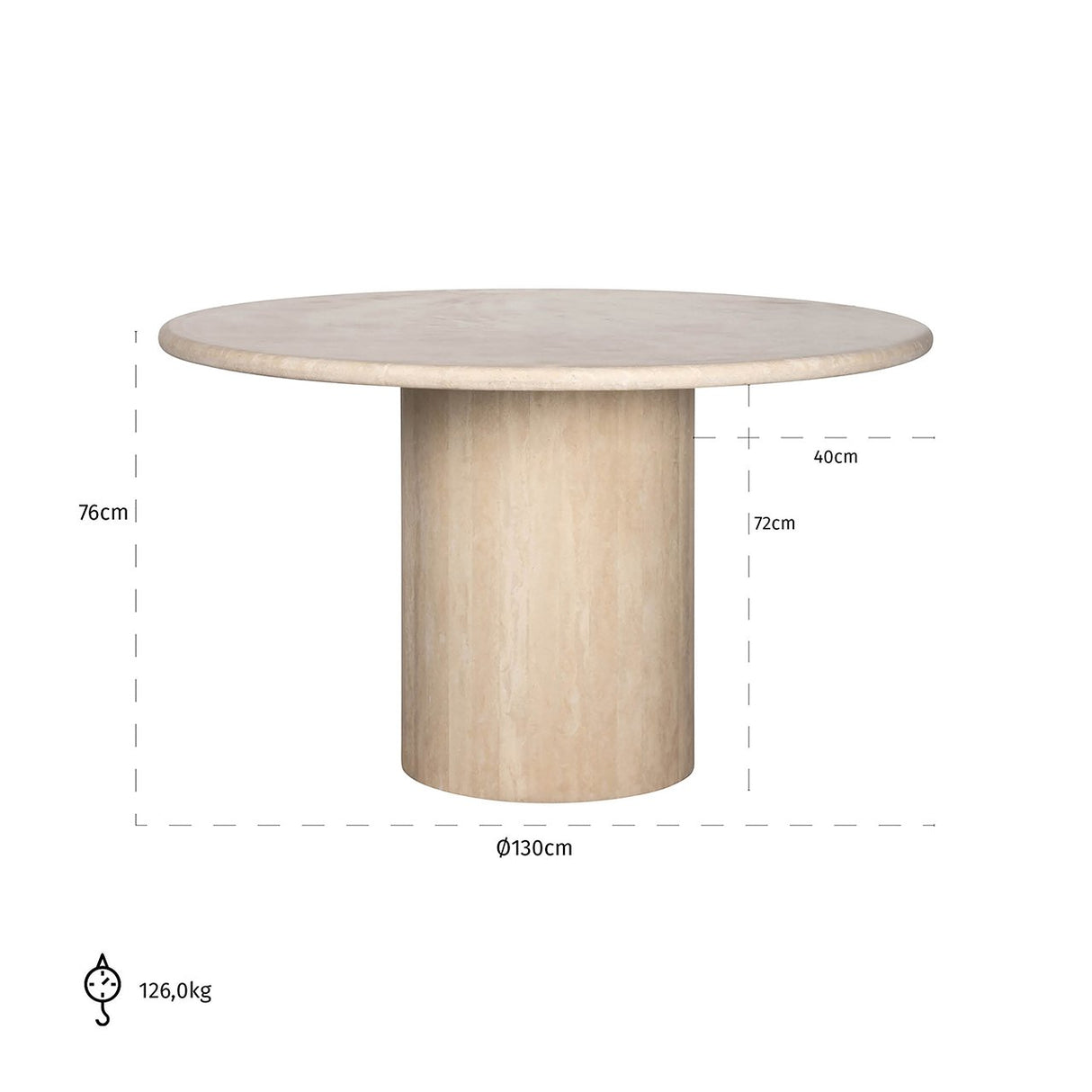 Ronde eettafel Renaissance beige Travertine (Beige) van Richmond Interiors – Luxe comfort op maat van PureWonen. Vraag naar de beste prijs.