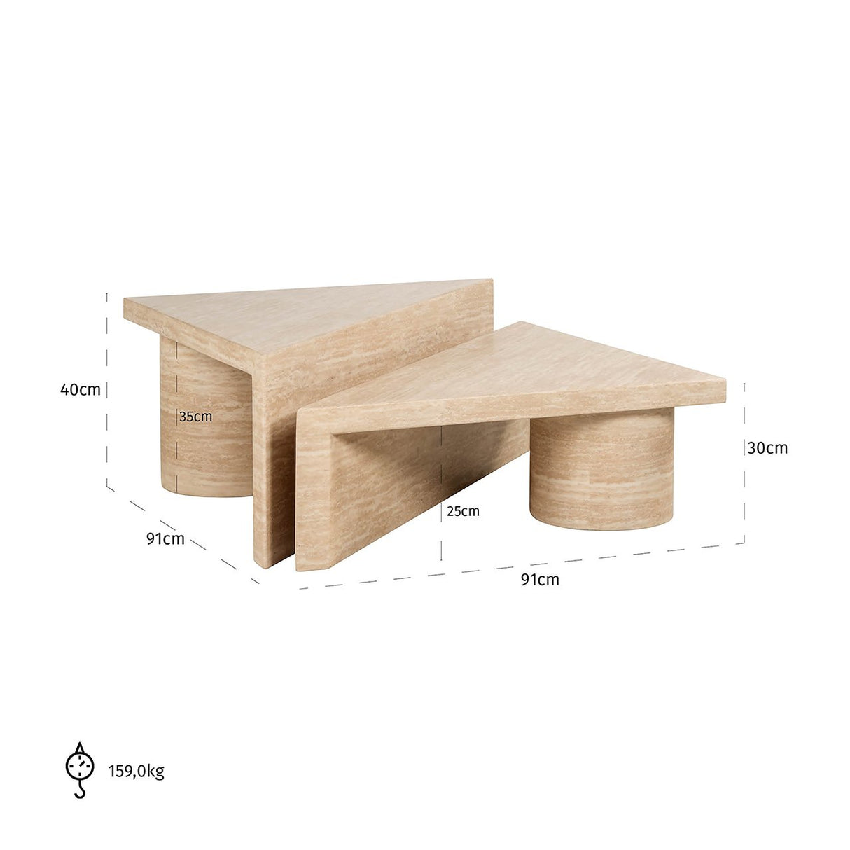 Salontafel set Fictus Travertine faux (Beige) van Richmond Interiors – Luxe comfort op maat van PureWonen. Vraag naar de beste prijs.
