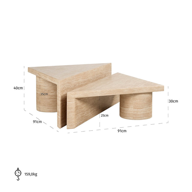 Salontafel set Fictus Travertine faux (Beige) van Richmond Interiors – Luxe comfort op maat van PureWonen. Vraag naar de beste prijs.