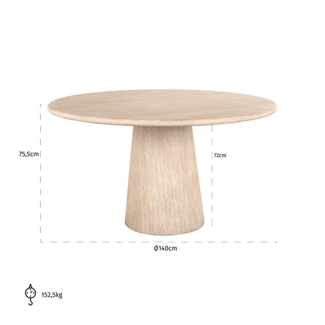 Eettafel Fictus 140Ø faux travertine (Beige) van Richmond Interiors – Luxe comfort op maat van PureWonen. Vraag naar de beste prijs.