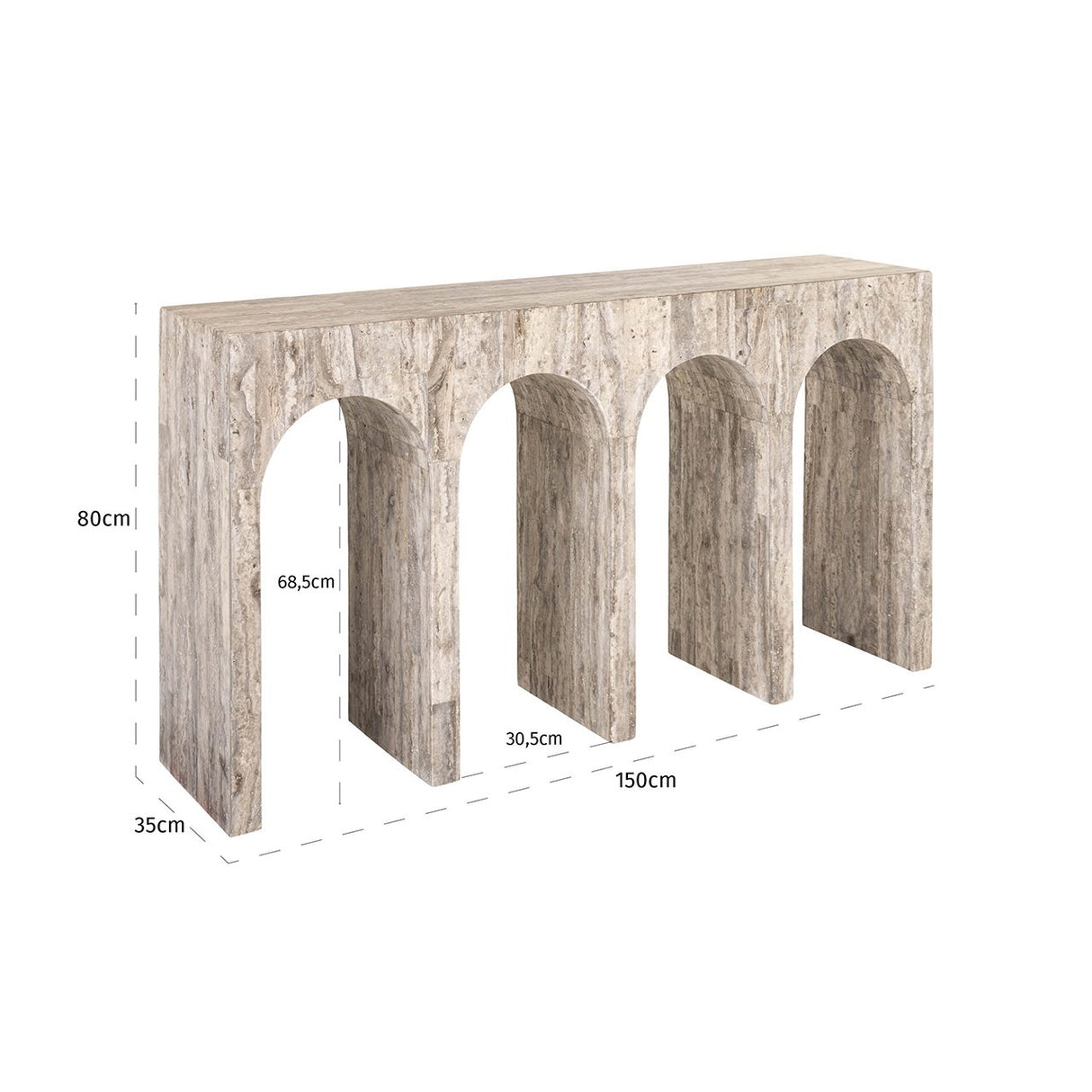 Wandtafel La Rague natural grey travertine (Grey) van Richmond Interiors – Luxe comfort op maat van PureWonen. Vraag naar de beste prijs.