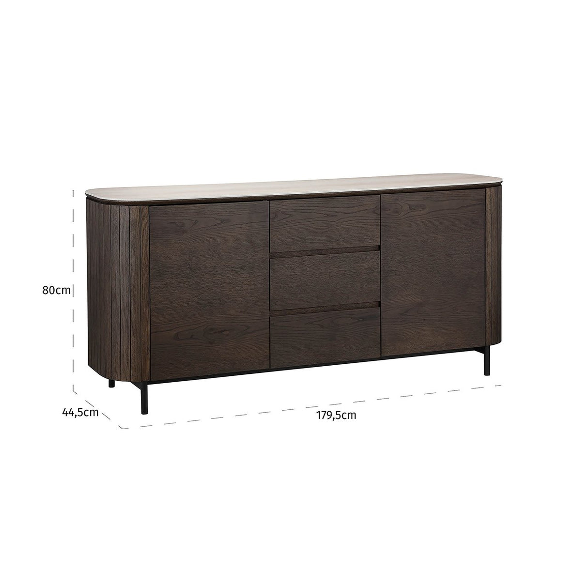 Dressoir Ritz 2-deurs 3-laden (Brown) van Richmond Interiors – Luxe comfort op maat van PureWonen. Vraag naar de beste prijs.