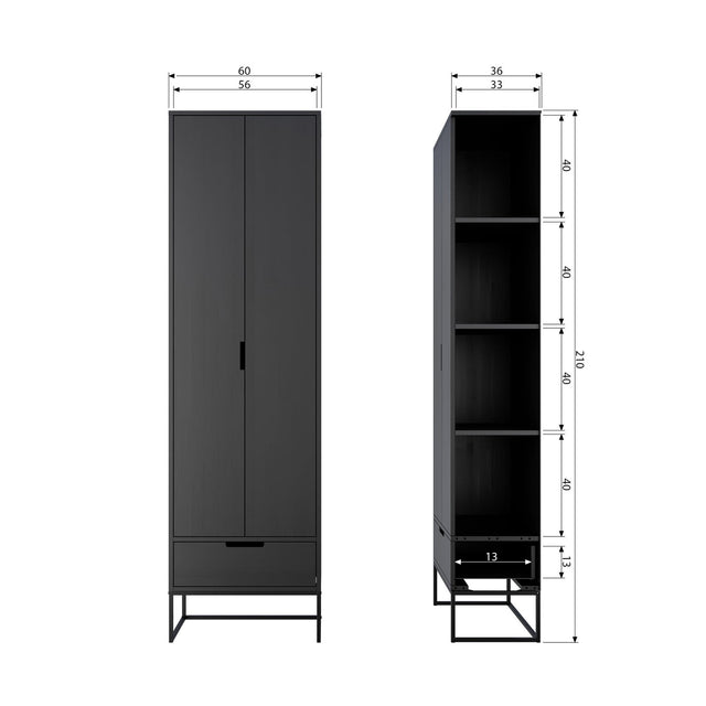 Silas Hoge Kast Essen Blacknight [Fsc] van WOOOD – Luxe comfort op maat van PureWonen. Vraag naar de beste prijs.
