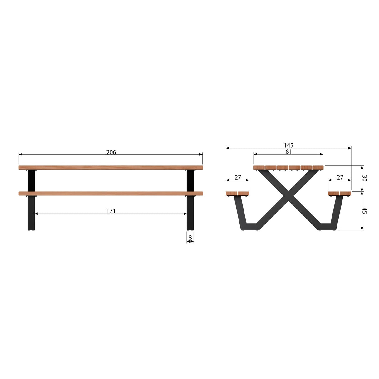 Tablo Outdoor Picknicktafel Ayous Naturel X Poot Metaal[Fsc] van WOOOD – Luxe comfort op maat van PureWonen. Vraag naar de beste prijs.