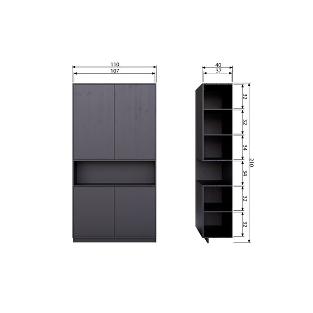 Finca Opbergkast 110 Cm Grenen Diepzwart [Fsc] van WOOOD – Luxe comfort op maat van PureWonen. Vraag naar de beste prijs.