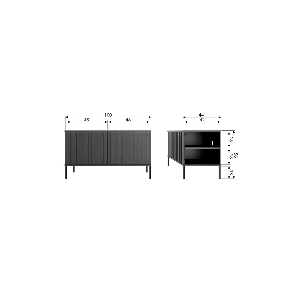 New Gravure Tv Meubel 100 Cm Grenen Dust [Fsc]