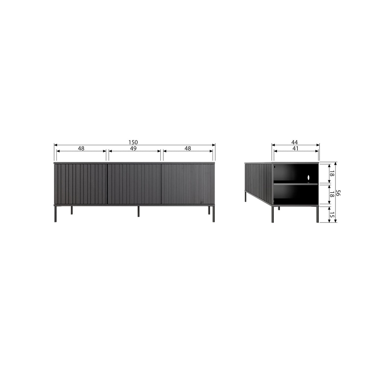 New Gravure Tv Meubel 150 Cm Grenen Dust [Fsc]