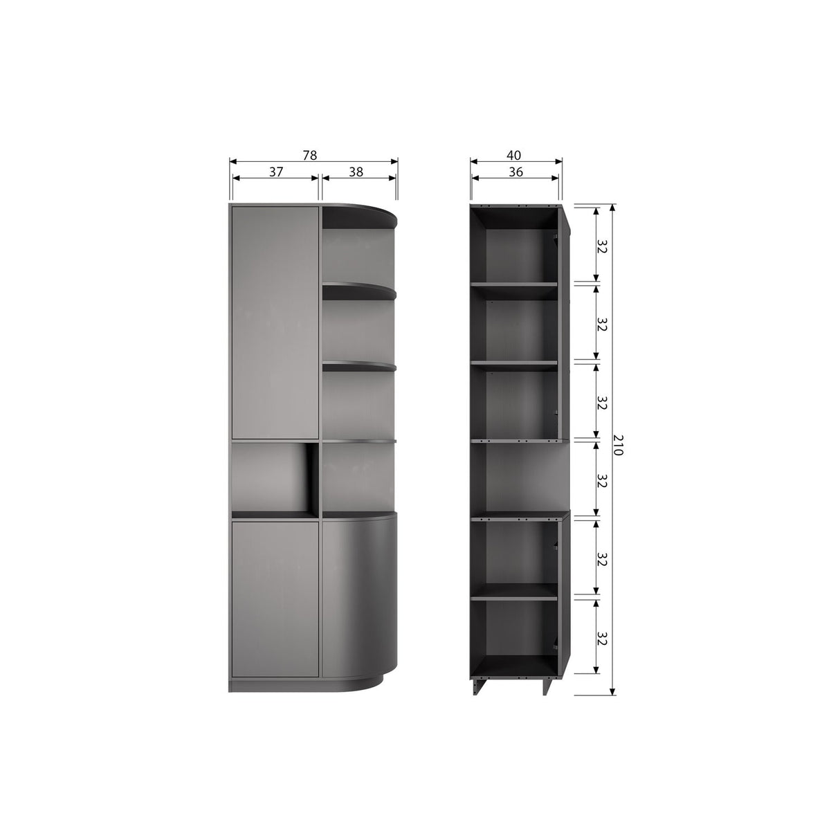 Finca Opbergkast Rond Rechts 78 Cm Grenen Diepzwart [Fsc] van WOOOD – Luxe comfort op maat van PureWonen. Vraag naar de beste prijs.