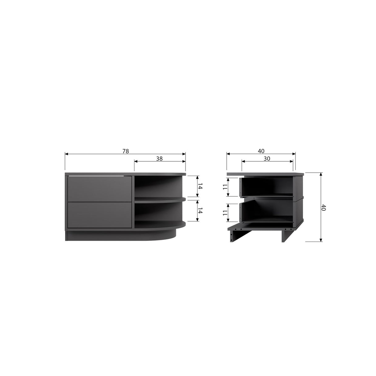 Finca Tv Meubel Rond Rechts 78 Cm Grenen Diepzwart [Fsc] van WOOOD – Luxe comfort op maat van PureWonen. Vraag naar de beste prijs.