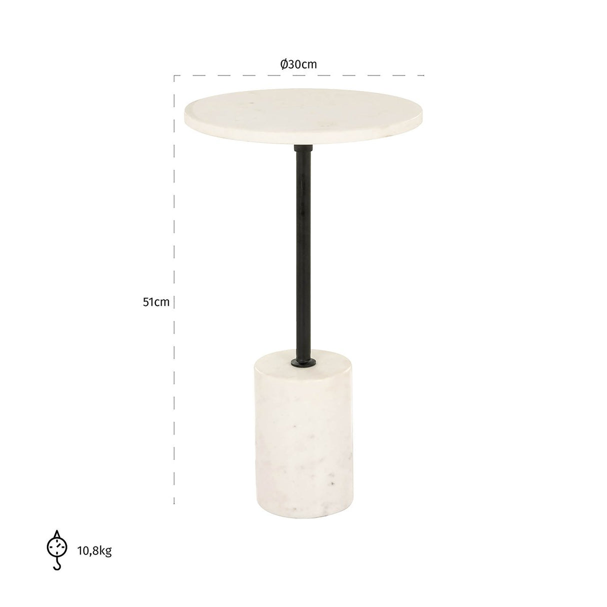 Bijzettafel Misty 30Ø (Black/white) van Richmond Interiors – Luxe comfort op maat van PureWonen. Vraag naar de beste prijs.
