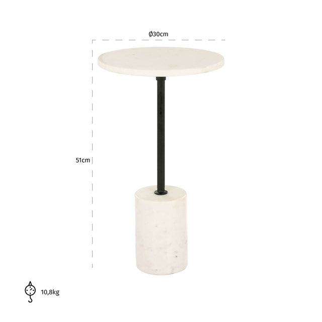 Bijzettafel Misty 30Ø (Black/white) van Richmond Interiors – Luxe comfort op maat van PureWonen. Vraag naar de beste prijs.