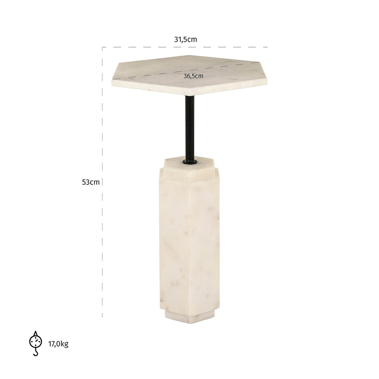 Bijzettafel Lilitha (Black/white) van Richmond Interiors – Luxe comfort op maat van PureWonen. Vraag naar de beste prijs.