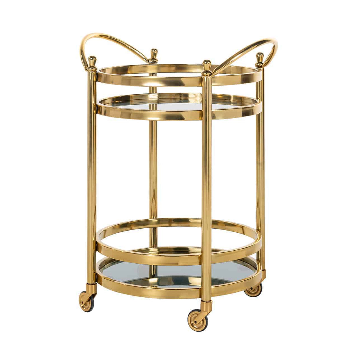 Trolley Hendricks rond goud met glas (Gold) van Richmond Interiors – Luxe comfort op maat van PureWonen. Vraag naar de beste prijs.