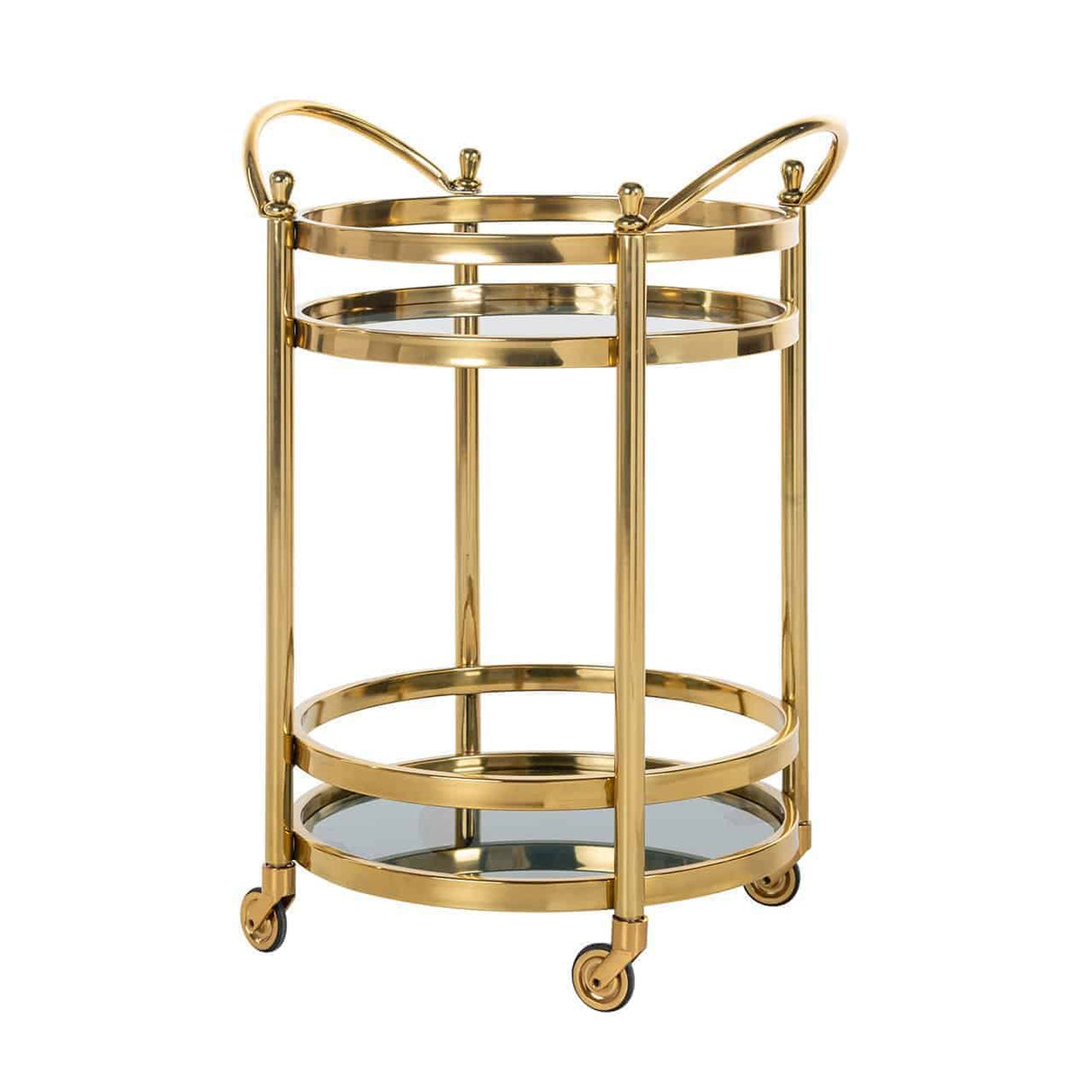 Trolley Hendricks rond goud met glas (Gold) van Richmond Interiors – Luxe comfort op maat van PureWonen. Vraag naar de beste prijs.