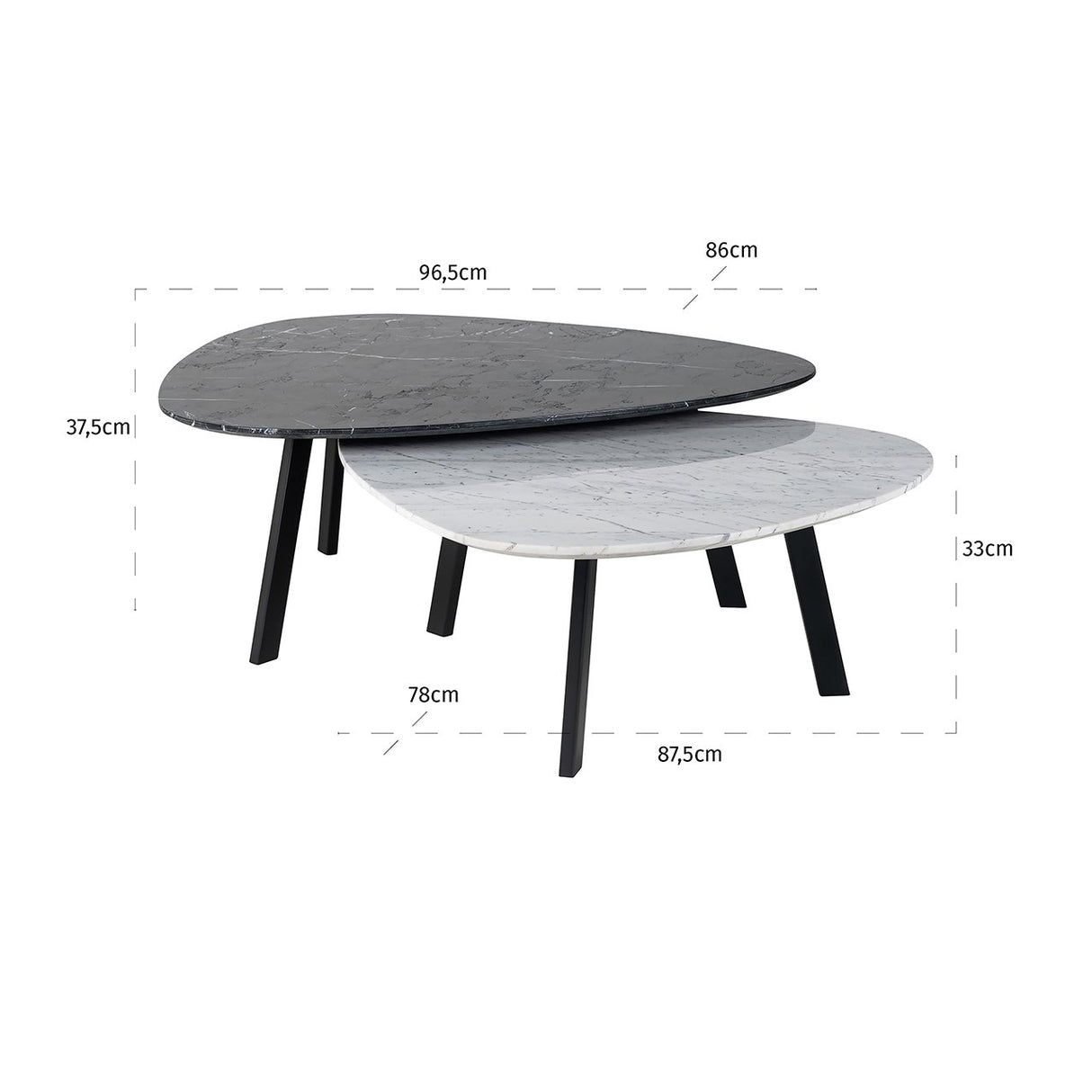 Salontafel Trocadero set van 2 (Black/white) van Richmond Interiors – Luxe comfort op maat van PureWonen. Vraag naar de beste prijs.