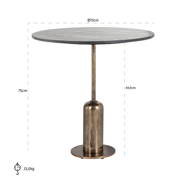 Bistrotafel Logan 75Ø (Black/gold) van Richmond Interiors – Luxe comfort op maat van PureWonen. Vraag naar de beste prijs.