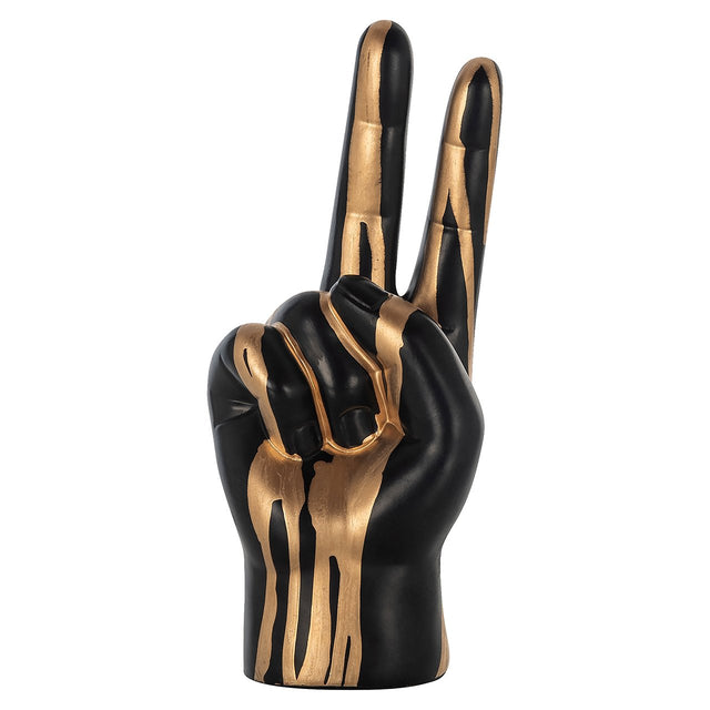 Deco object hand peace (Black/gold) van Richmond Interiors – Luxe comfort op maat van PureWonen. Vraag naar de beste prijs.