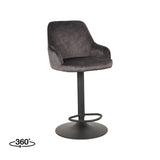 LABEL51 Barkruk Fender - Antraciet - Velours - Gaslift van LABEL51 – Luxe comfort op maat van PureWonen. Vraag naar de beste prijs.