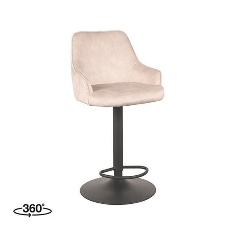 LABEL51 Barkruk Fender - Naturel - Velours - Gaslift van LABEL51 - laagste prijs offerte van PureWonen