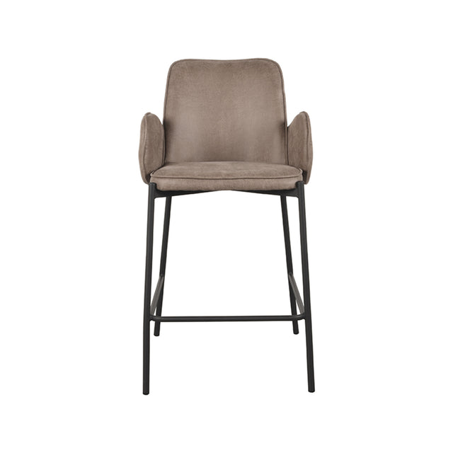LABEL51 Barkruk Joni - Taupe - Microfiber - Zithoogte 65 van LABEL51 – Luxe comfort op maat van PureWonen. Vraag naar de beste prijs.