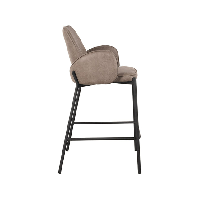 LABEL51 Barkruk Joni - Taupe - Microfiber - Zithoogte 65 van LABEL51 – Luxe comfort op maat van PureWonen. Vraag naar de beste prijs.