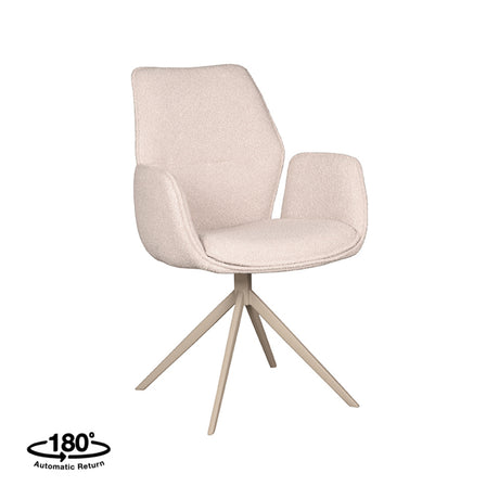 LABEL51 Eetkamerstoel Mellow - Naturel - Boucle - Taupe Onderstel van LABEL51 – Luxe comfort op maat van PureWonen. Vraag naar de beste prijs.
