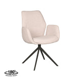 LABEL51 Eetkamerstoel Mellow - Naturel - Boucle - Zwart Onderstel van LABEL51 – Luxe comfort op maat van PureWonen. Vraag naar de beste prijs.