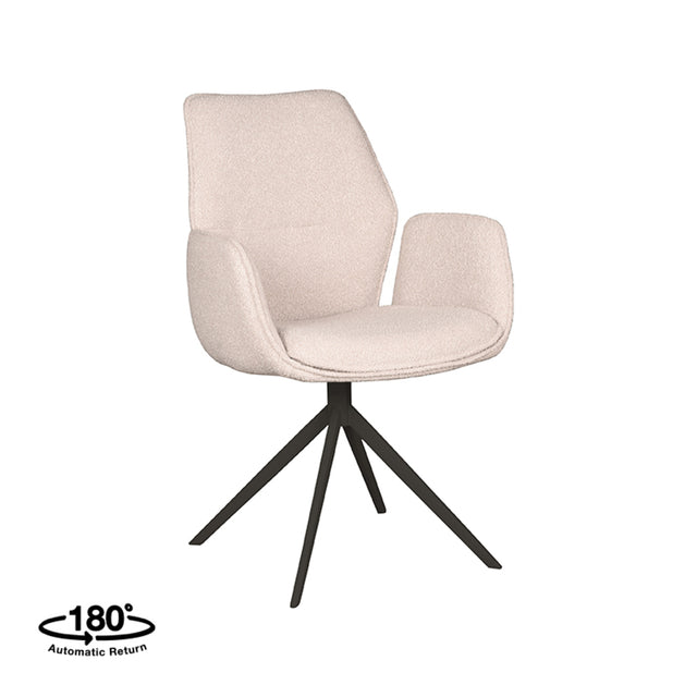 LABEL51 Eetkamerstoel Mellow - Naturel - Boucle - Zwart Onderstel van LABEL51 – Luxe comfort op maat van PureWonen. Vraag naar de beste prijs.