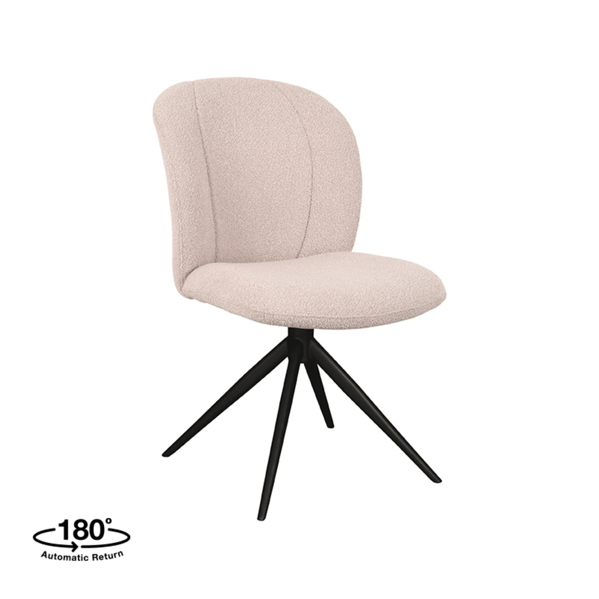 LABEL51 Eetkamerstoel Kimo - Naturel - Boucle - Zwart Onderstel van LABEL51 – Luxe comfort op maat van PureWonen. Vraag naar de beste prijs.