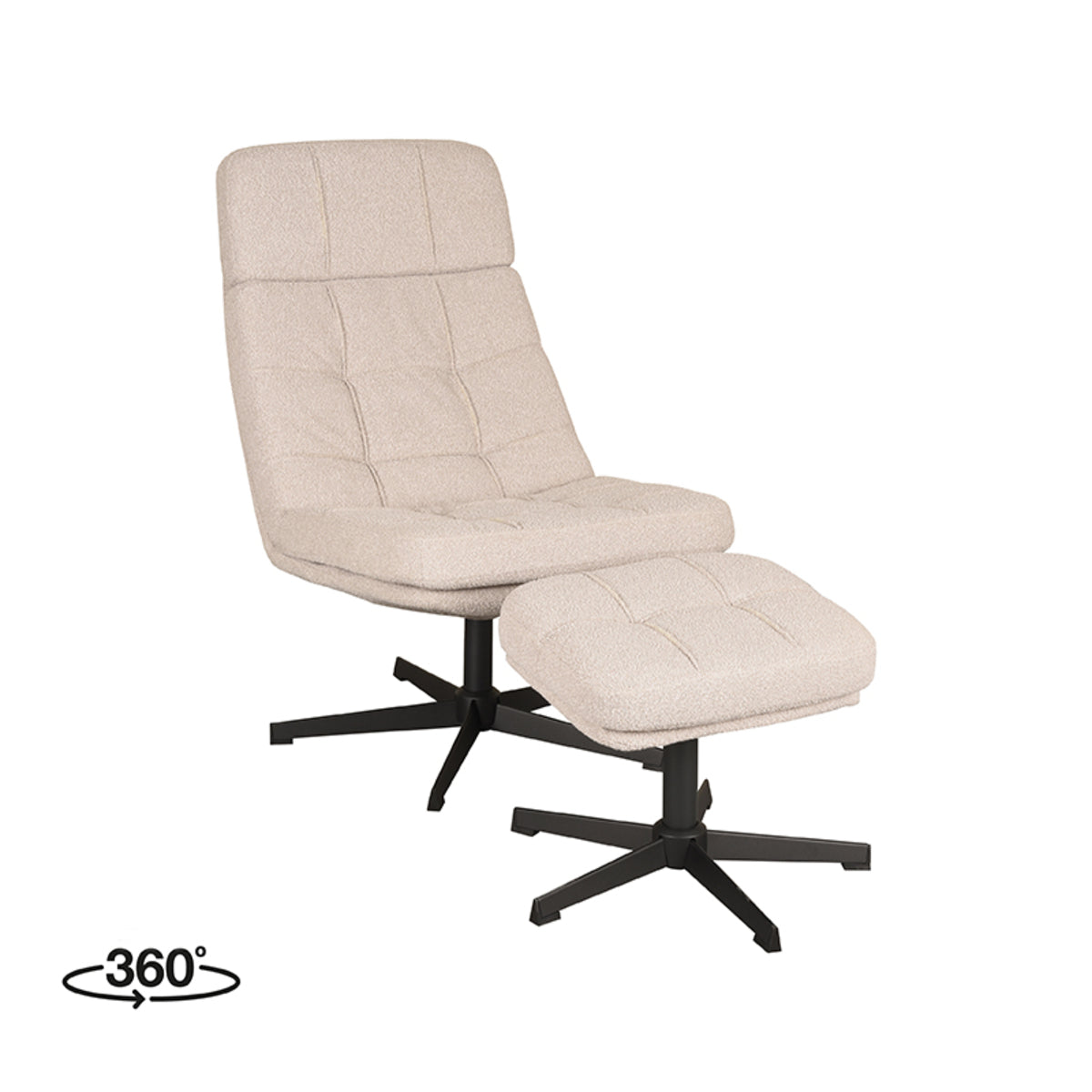 LABEL51 Fauteuil Alvar - Naturel - Boucle - Incl. Hocker van LABEL51 – Luxe comfort op maat van PureWonen. Vraag naar de beste prijs.