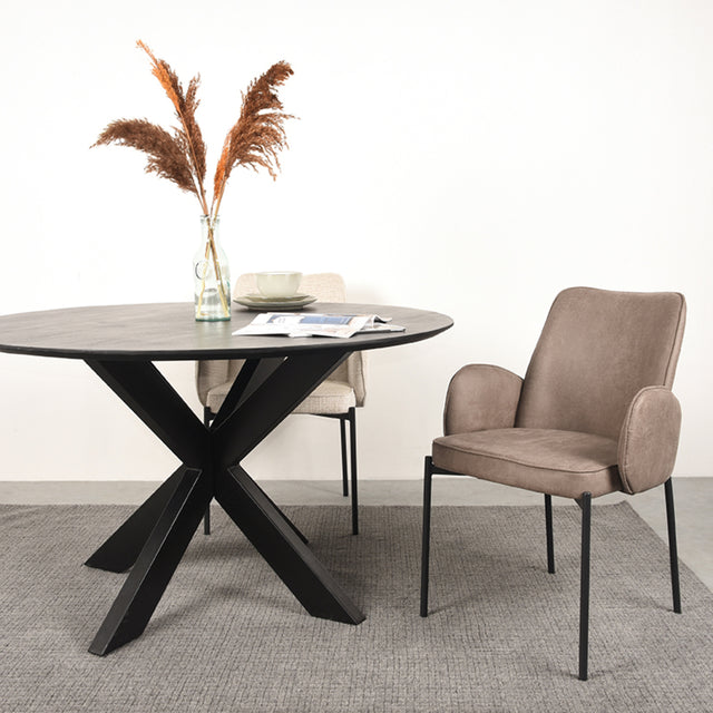 LABEL51 Eetkamerstoel Joni - Taupe - Microfiber van LABEL51 - laagste prijs offerte van PureWonen