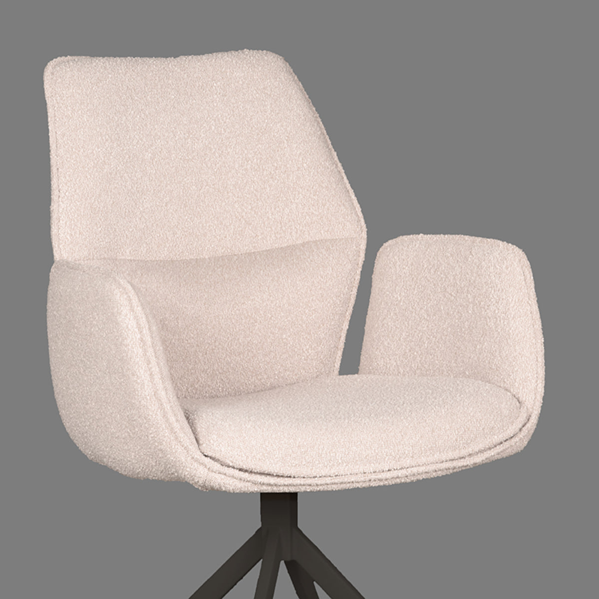 LABEL51 Eetkamerstoel Mellow - Naturel - Boucle - Zwart Onderstel van LABEL51 – Luxe comfort op maat van PureWonen. Vraag naar de beste prijs.