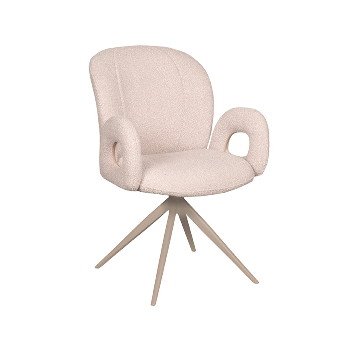 LABEL51 Eetkamerstoel Neo - Naturel - Boucle - Taupe Onderstel van LABEL51 – Luxe comfort op maat van PureWonen. Vraag naar de beste prijs.